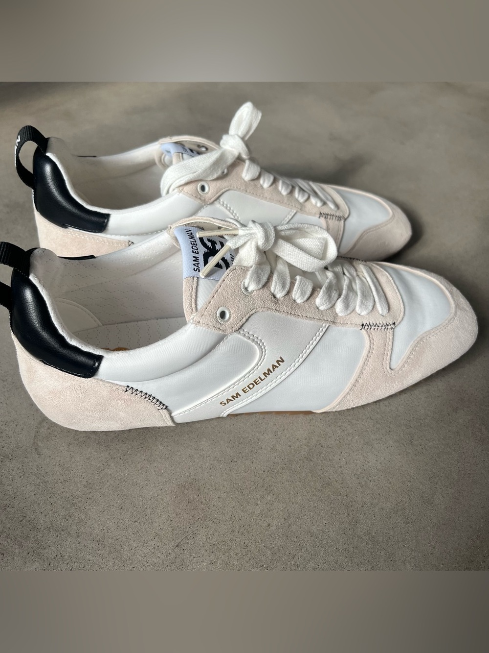 Sam Edelman Zaria Lace Up Sneakers White Leather Suede Size 8.5 New - Picture 4 of 6